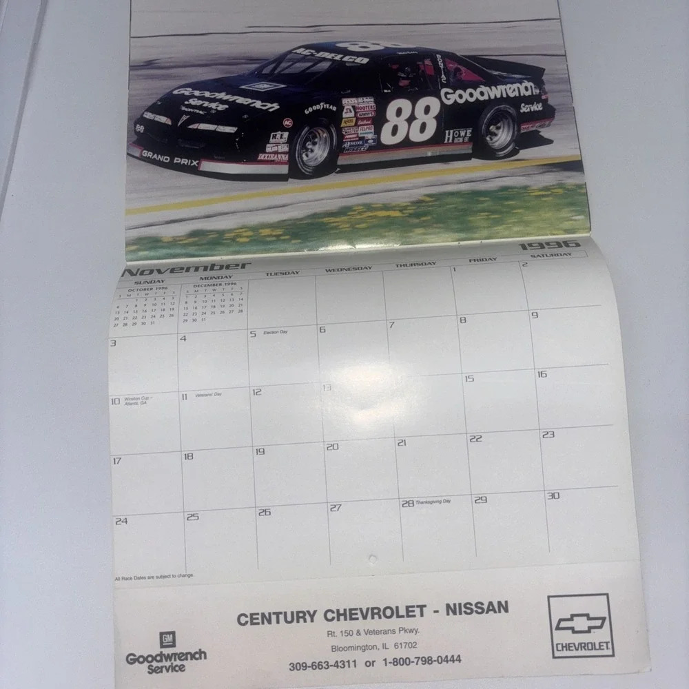 Vintage 1996 GM Goodwrench Parts Dale Earnhardt #3Goodwrench Calendar